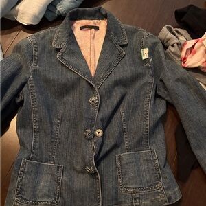 Elie Tahari Denim Jacket with Pink Interior